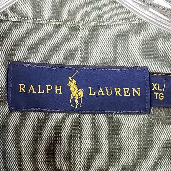 Polo Ralph Lauren Oxford Shirt Mens XL Solid Green LS Button Down Twill - Picture 4 of 10